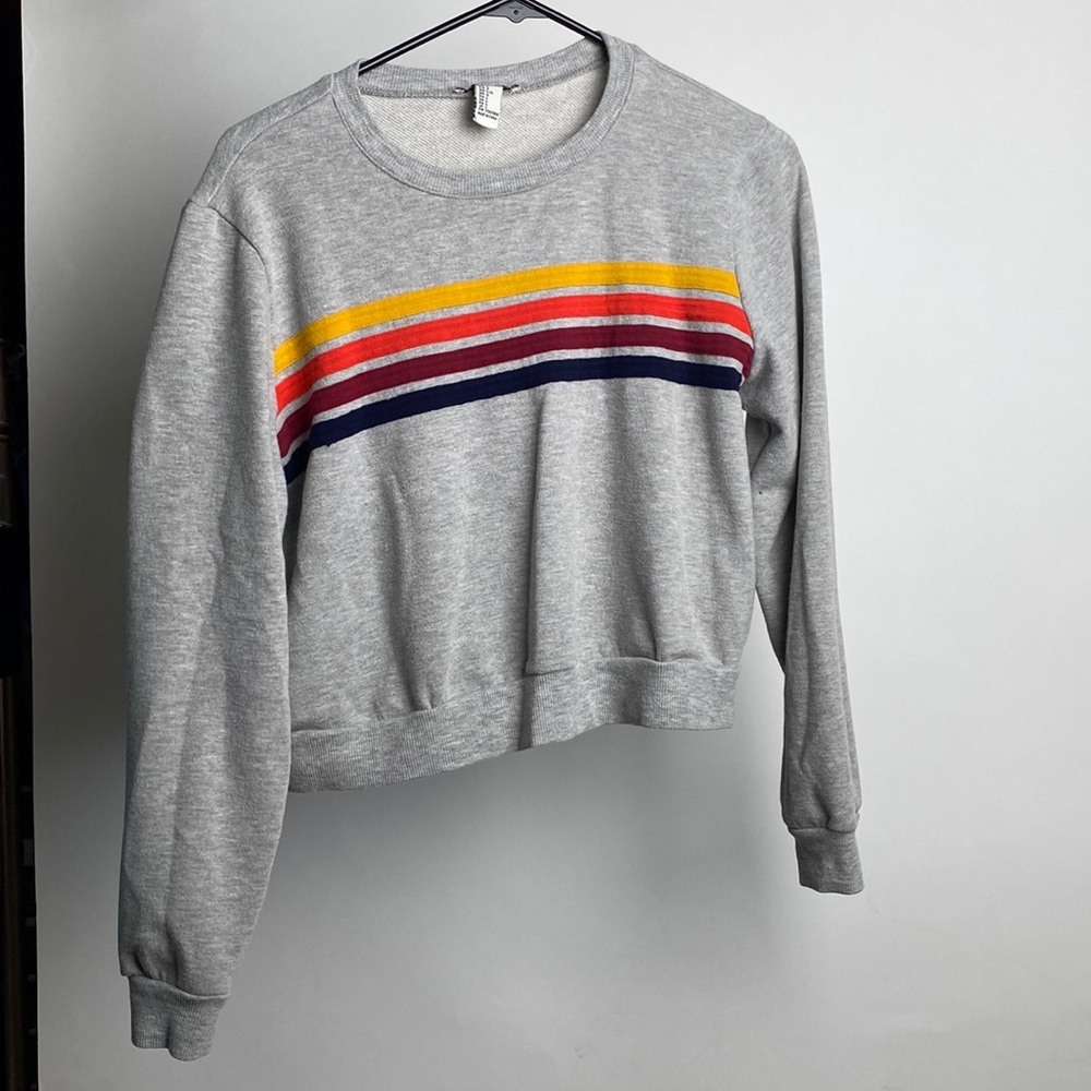 Striped grey crop sweater